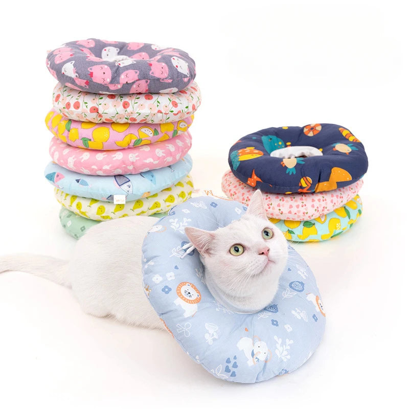 Sweet Donuts Cat Round Pillow Collar Pet Dog Neck Cone Recovery Collar for Anti-Bite Lick Surgery Cat Accessories Pet Collars