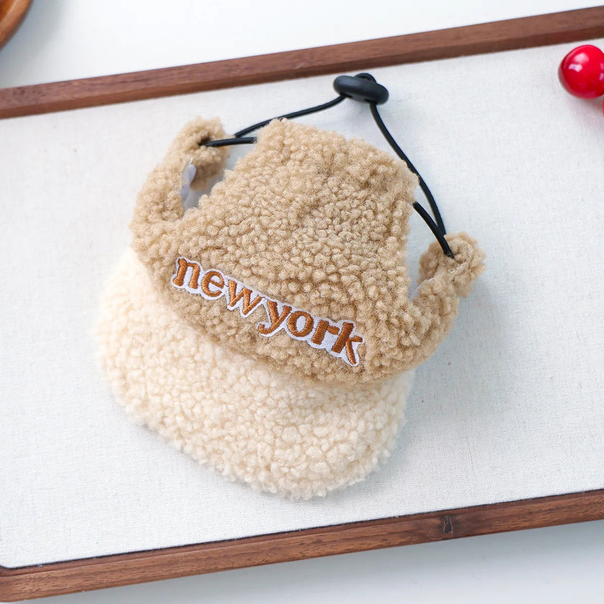 Pet Lamb Fleece Warm Hat Cat Small Dog Outdoor Leisure Embroidery Baseball Hat Dog Accessories for Small Dogs