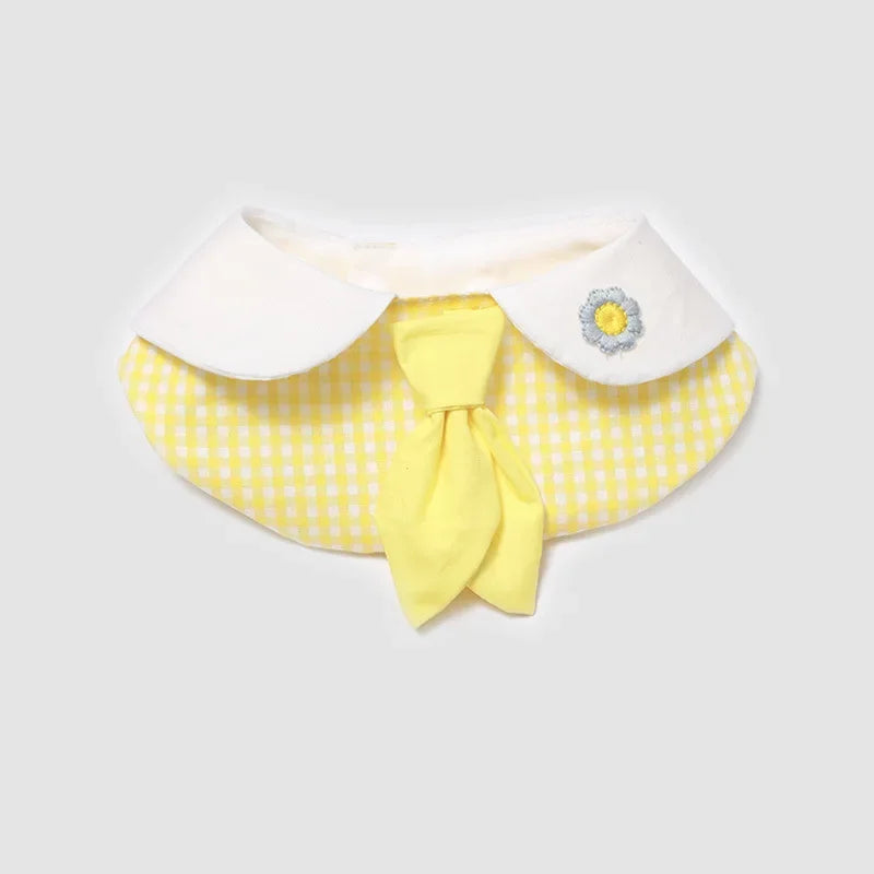 Pet Soft Plaid Tie Scarf Fake Collar Lace Drool Scarf Checkered Dog Accessory Cat Bib Scarfs Cat Accessories Puppy Accessories