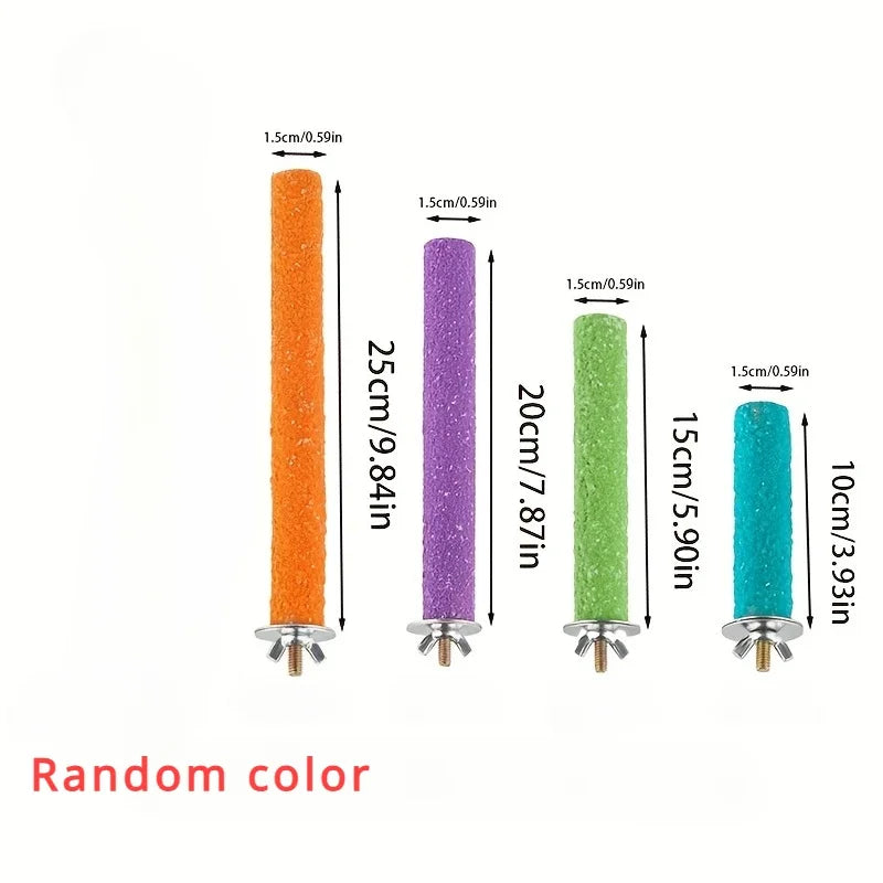 1Pc Pet Bird Cage Perches Stand Parrot Toys Bird Grinding Claw Stick Bird Nest Toy Molar Stick Standing Rod Random Color