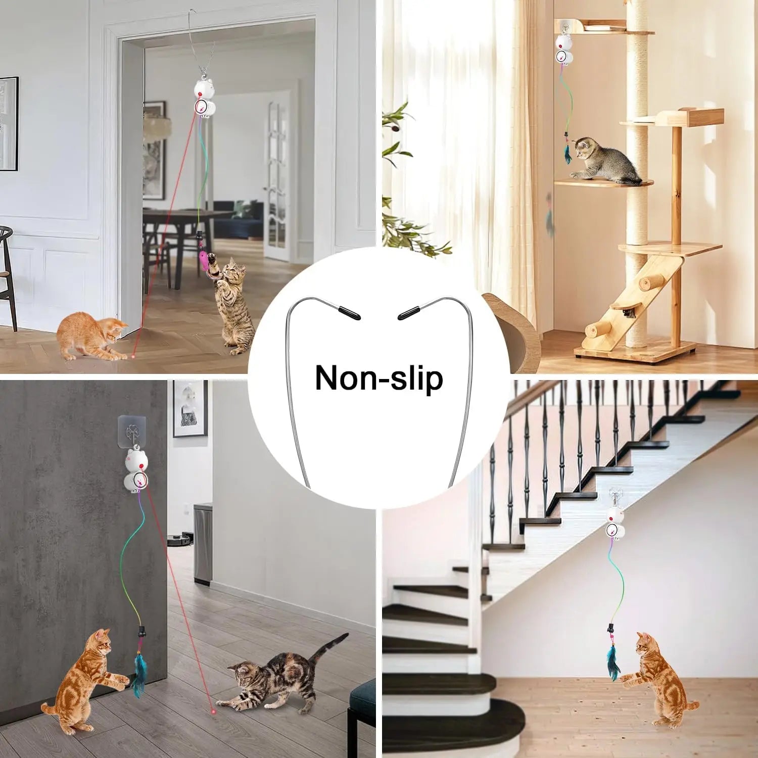 Automatic Feather Cat Toys Interactive Laser Cat Toys for Indoor Cats Random Trajectory Motion Activated Hanging Door Kitten Toy