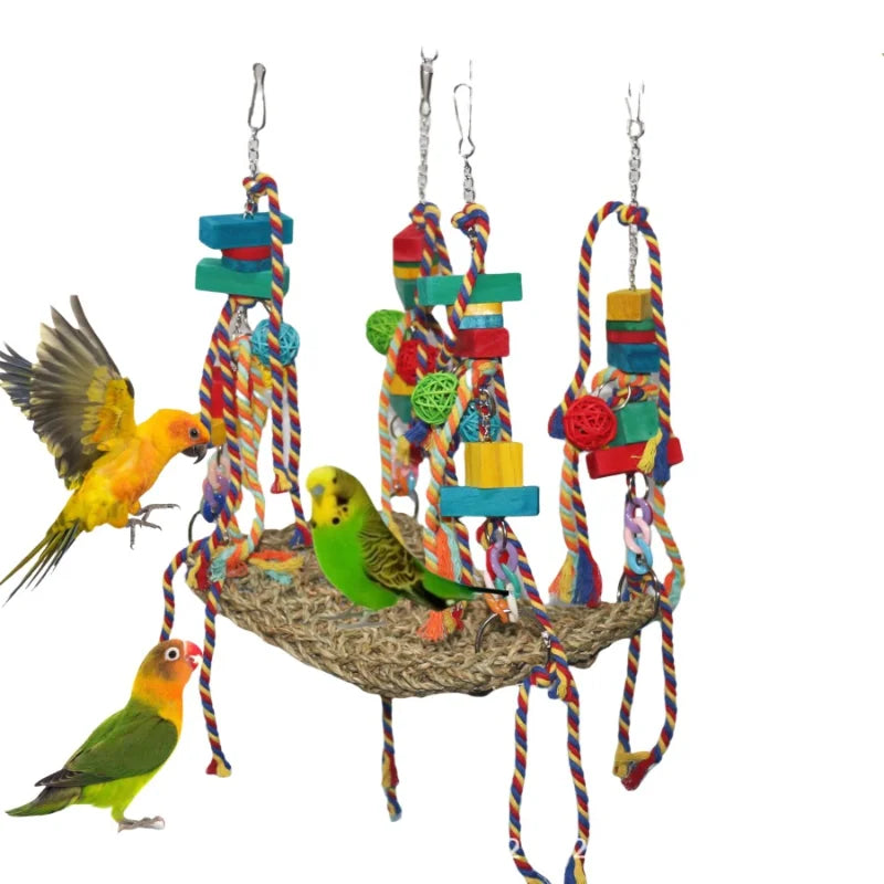 2025 Parrot Toys Climbing Net Hammock Medium and Large Bird Toys Birdcage Accessories Bird Toys