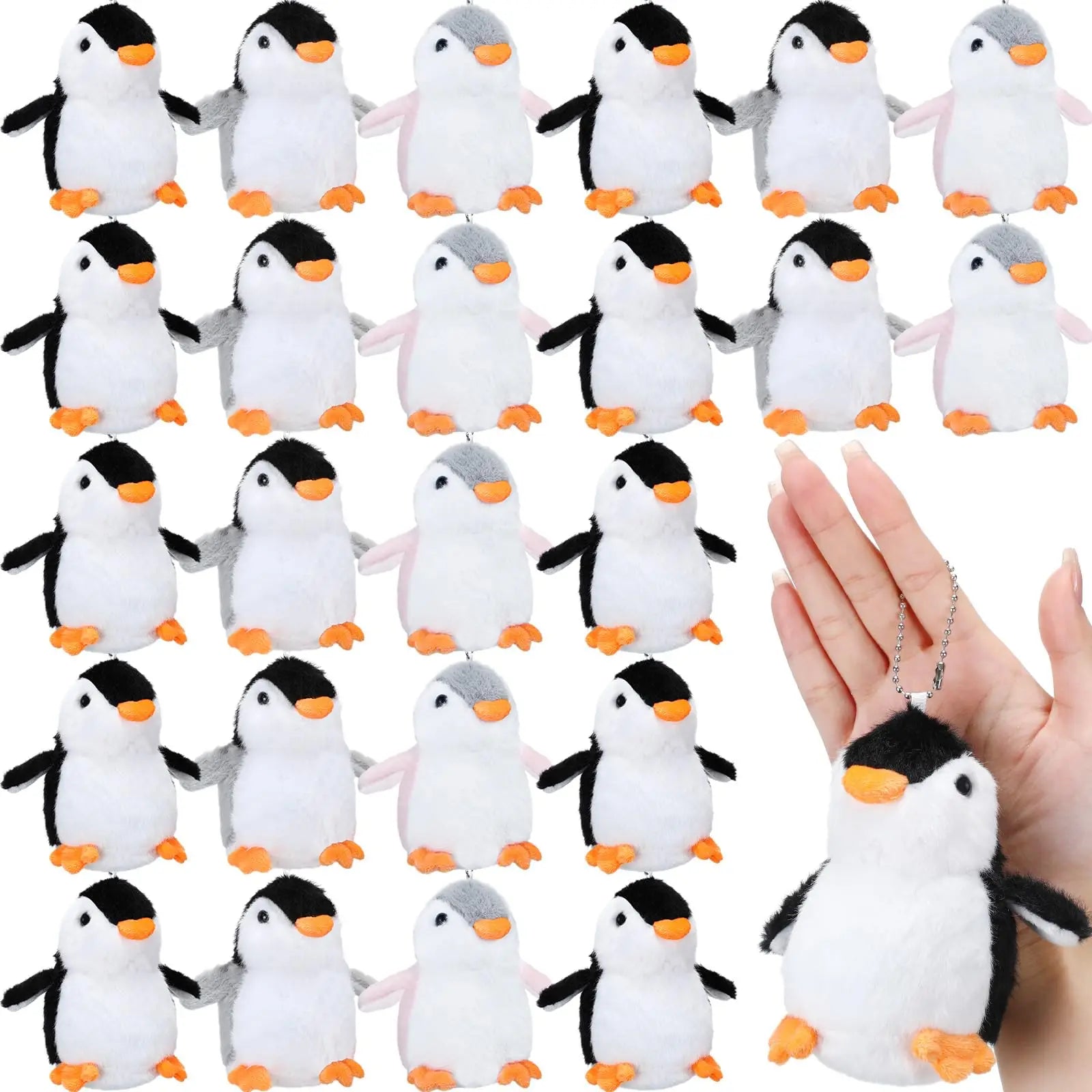 9-96Pcs Mini Stuffed Animal Penguin Plush Hanging Penguin Toys Small Penguin Keychain Valentine Stocking Stuffs Birthday Gifts