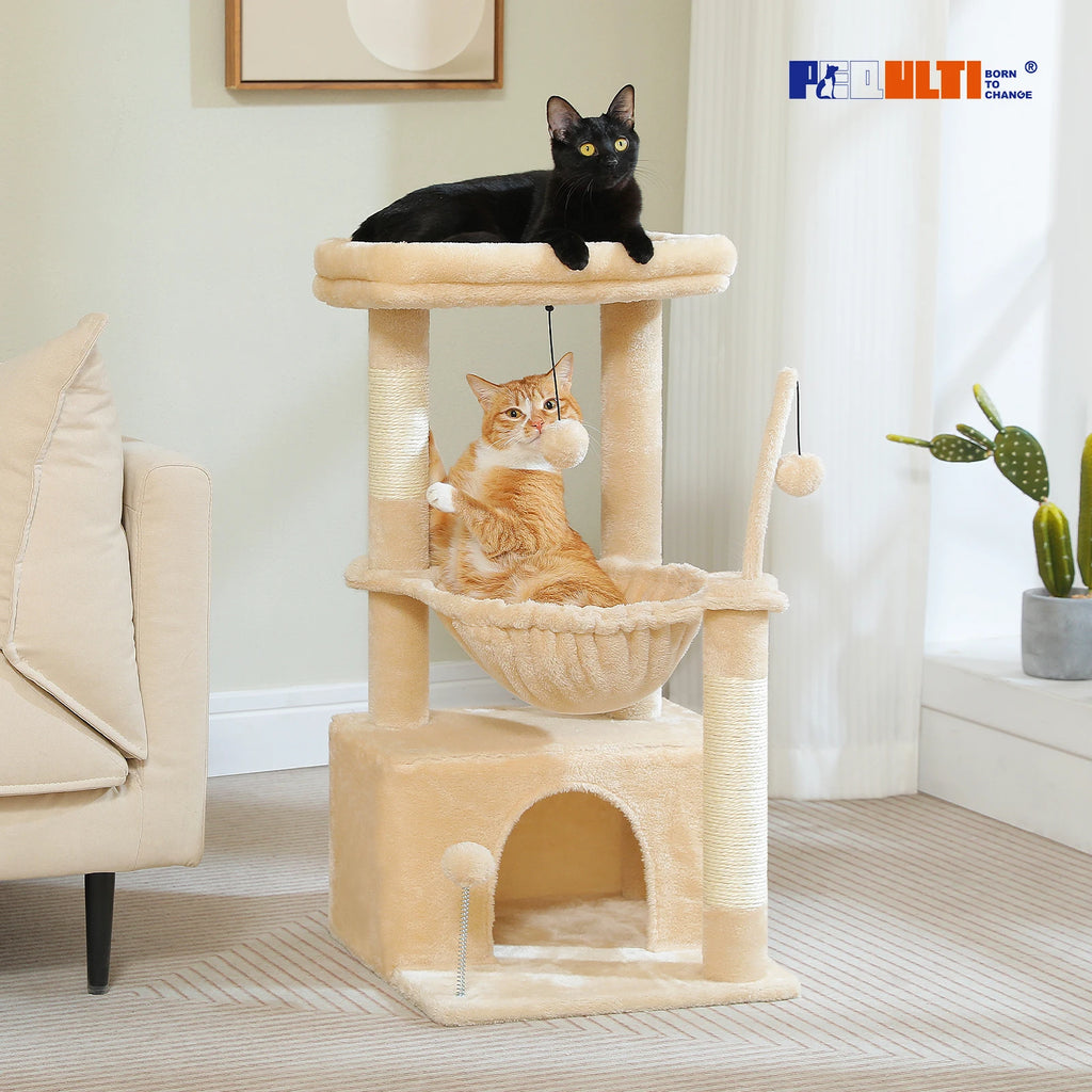 Cat Tree with Natural Sisal Scratching Post,Comfortable Condo,Spacious Top Perch,Cat Accessories,Toy,Cat Tower for Indoor Cats