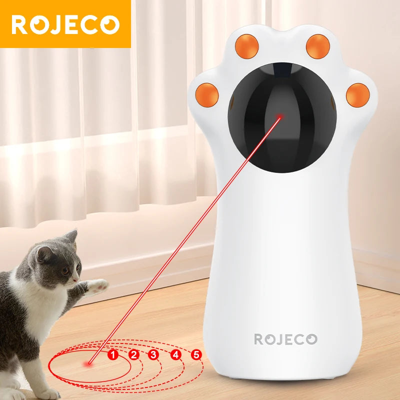 ROJECO Automatic Cat Laser Toys Interactive Cat Claws LED laser for Cat Toy Teasing Pet Indoor USB Rechargeable Cat Accessories