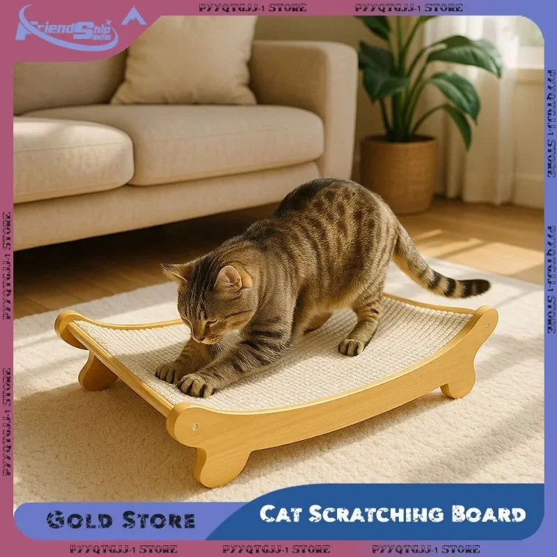 Wooden Cat Scratching Board Scratching Recliner Scratch-resistant Post Cat Toys Wear-resistant  Pet Supplies with Sisal Surface
