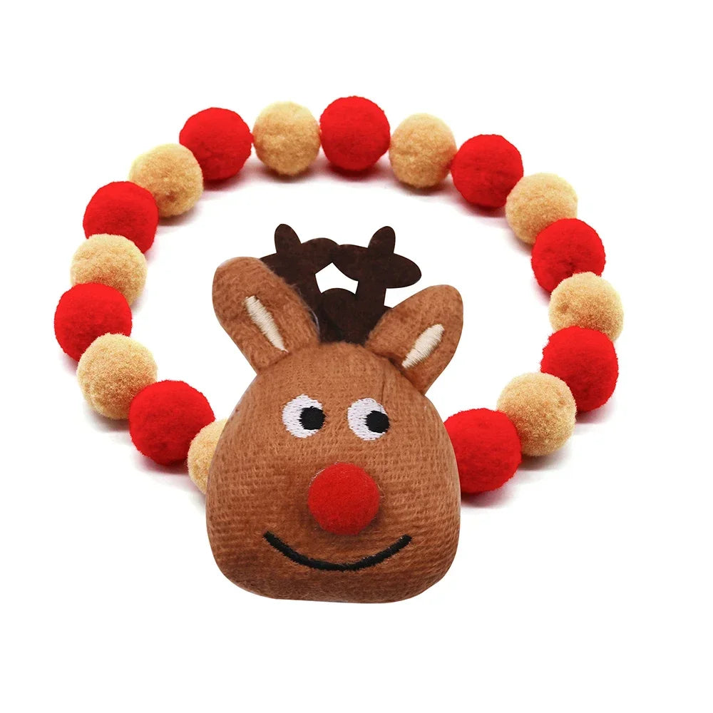 1PC Christmas Decorate Pet Bowtie Dog Deer Hair Ball Pet Puppy Adjustable Snowman Necktie Collar for Small Large Dog Accessories