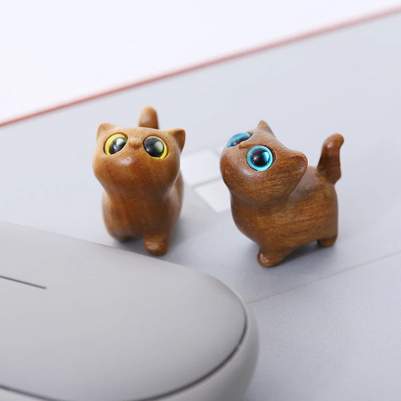 1/3 Pcs Charming Wooden Kitten Figurine - Handcrafted Cat Decor For Home, Perfect Gift Idea Cat Figurine Cat Accessories