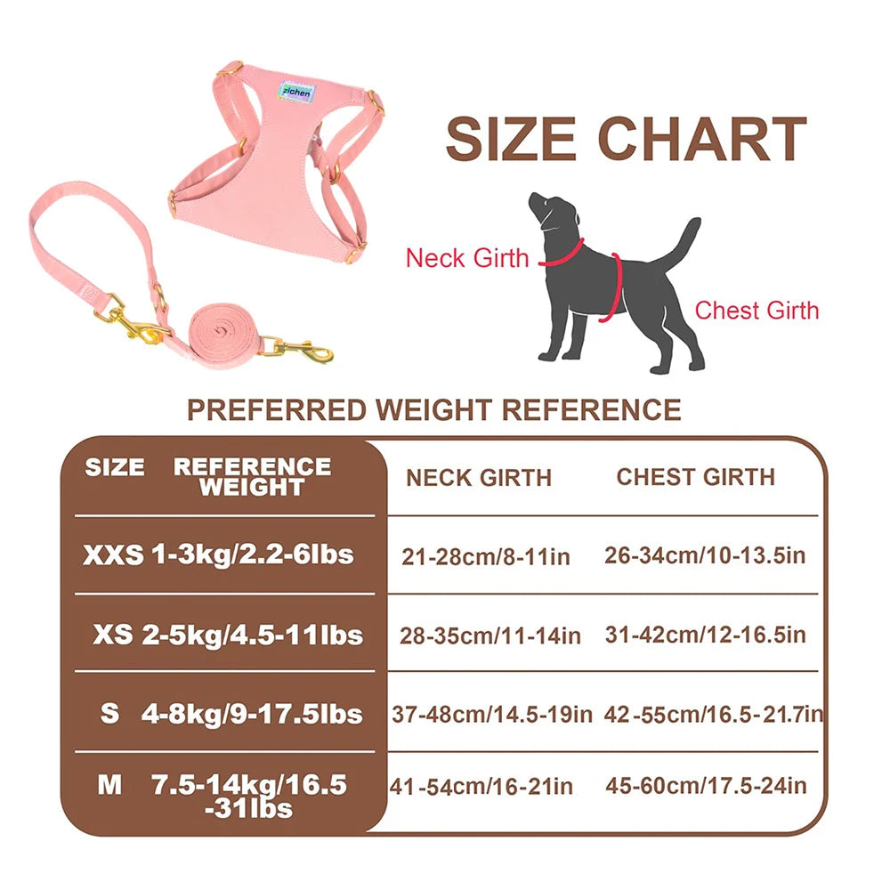 Newest Puppy Dog Harness and Leash Set for Small Dogs Adjustable Pet Harnesses Chihuahua Poodle Bichon Cat  Accessories