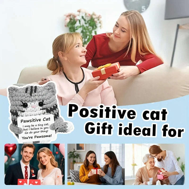 Handmade cat accessories with positive energy cards - anime-style polyester home decor, no electricity required，the perfect gift