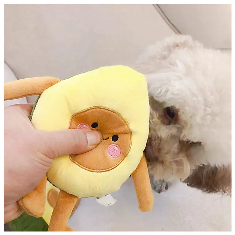 Pet Toys Sound Plush Toys Cute Plants Avocado Series Pet Molars Interactive Toys Cat and Dog Toys Bite Resistant