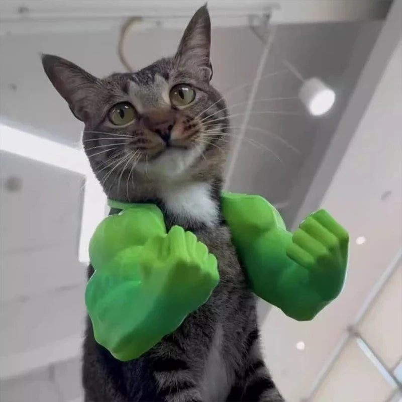 Funny Cat Muscle Arm 3D Printed Invincible Hulk Arm Pet Interactive Neck Hanging Toy Cosplay Costume Props Dog Accessories