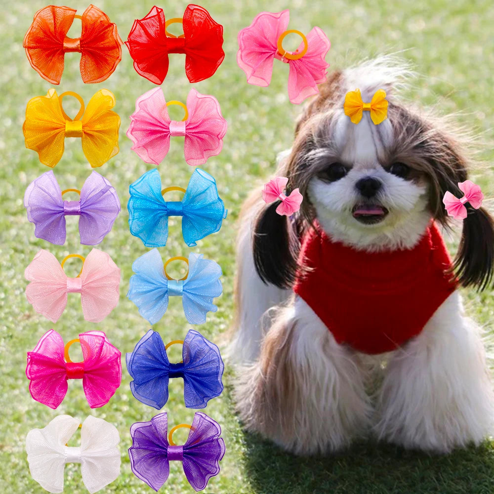 100pcs Handmade Dog Bows Cute Pet Supplies Pet Dog Hair Bows Small Dog Hair Accessories Fashion Dog Accessories For Small Dogs