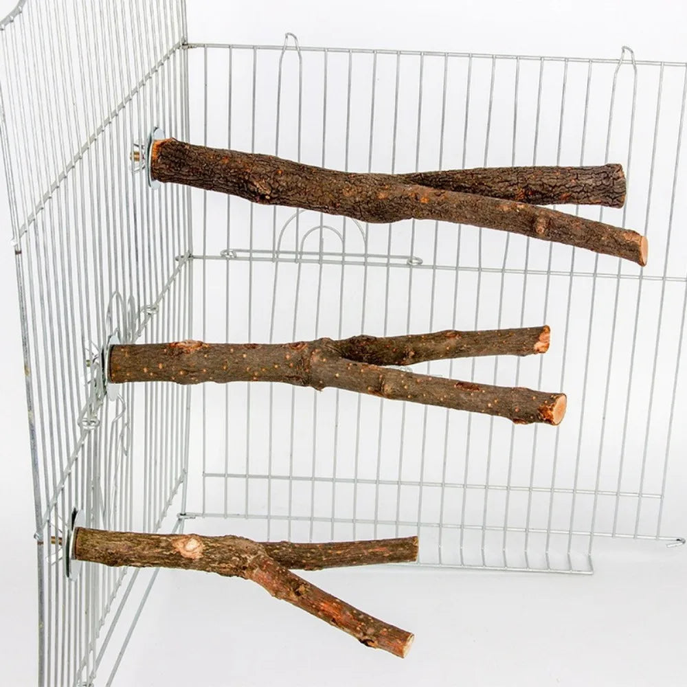 20/30/35cm Bird Toys Natural Log Tree Fork Birdcage Bifurcated Station Stand Parrots Chew Toy Standing Pole Durable Bird Toys