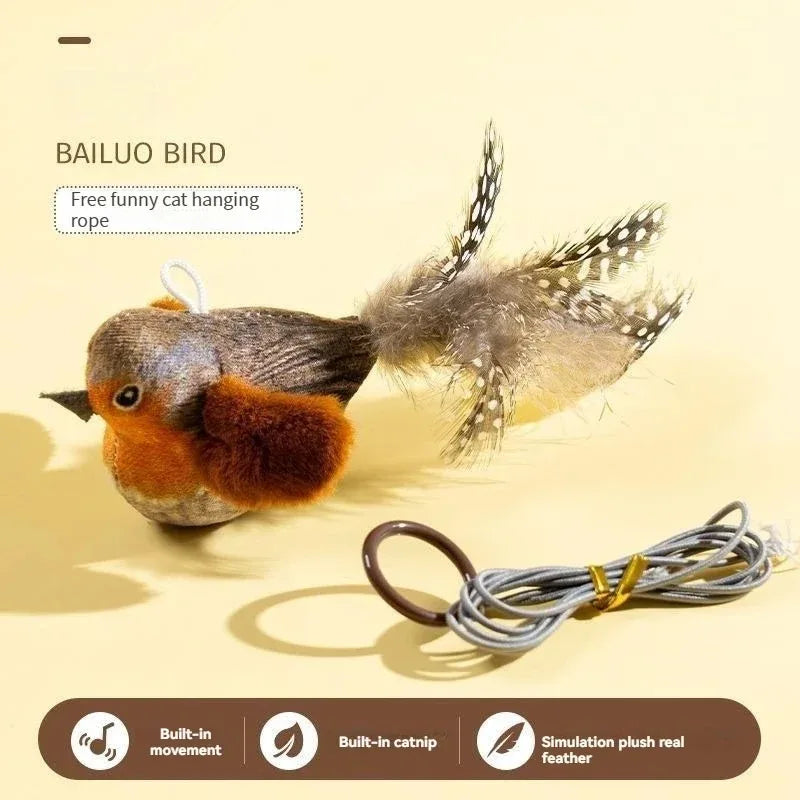 1PC Simulation Bird Interactive Plush Bird Cat Toys With Realistic Sounds Cat Chew Bite Plush Toys Pet Cat Supplies