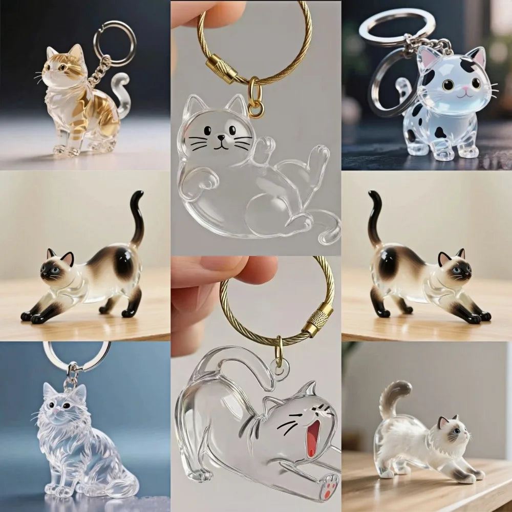 Cats Hair Storage Pendant Cute Keychain Bag Pendant Couple Car Key Chains Jewelry Souvenir Collection Gift Decor Cat Accessories