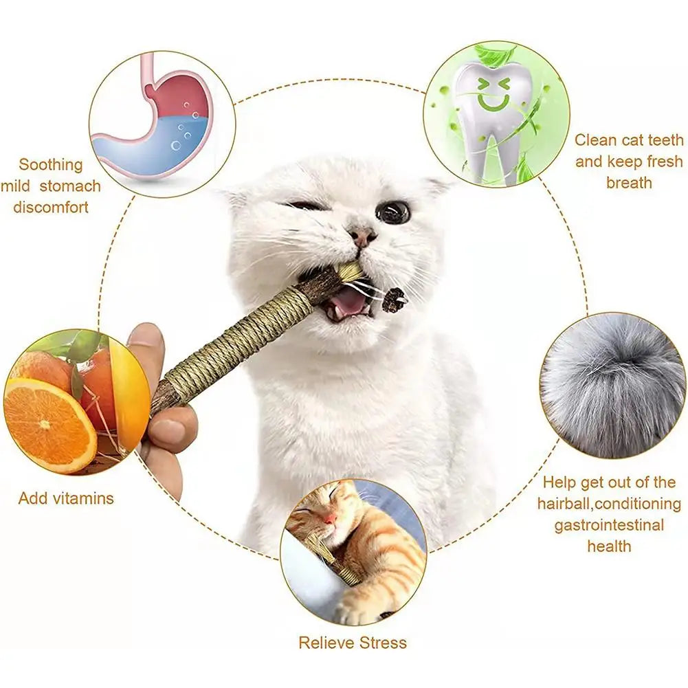 Cat Toys Silvervine Chew Stick Kitty Raffia Grass Pet Supplies Cleaning Teeth Stick Pet Bite Cat Toy Hemp Rope Teeth Cleaning To