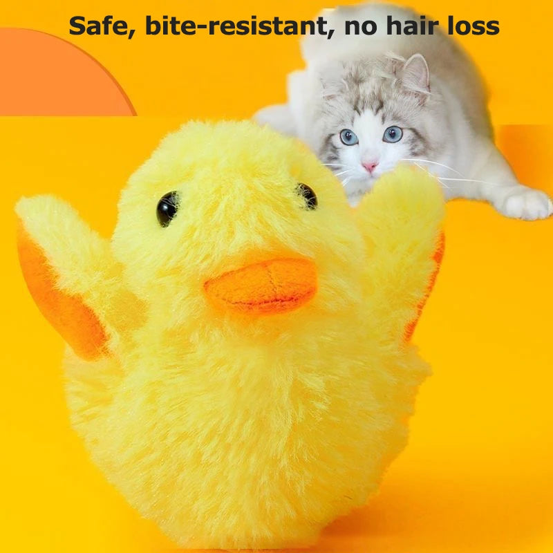 Cat Toys Rechargeable Flapping Duck Lifelike Quacking Sound, Touch Activated Kitten Plush Toy Interactive Cat Exercise Toys