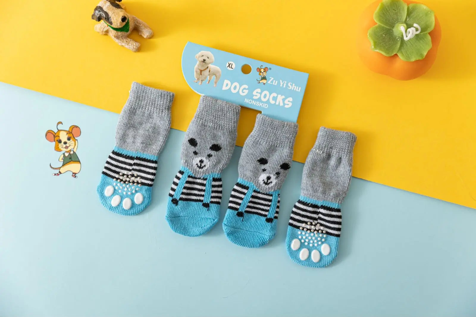 Cute Puppy Dog Knit Socks Autumn Winter Pet Socks Anti-Slip Knitted Small Dogs Shoes Warm Paw Protector Dog Accessories