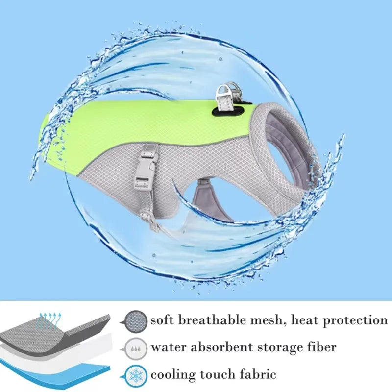 Summer Cooling Vest Harness Reflective Quick Release Hot Pet Clothes Cool Jacket For Small Medium Largr Dog Accessories