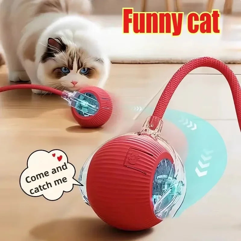 Cat Toys Interactive Ball  Automatic Rolling Dog Toys Faux Tail Rechargeable Smart Pet Electric Toy Cat Training Imitate Mouse 5