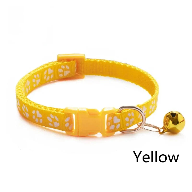 1/3/6/12/18Pcs Pet Collar With Bell Footprints Colorful Dog, Dog, Cat Accessories Cat Collar Adjustable Bell Ring Necklace Pet