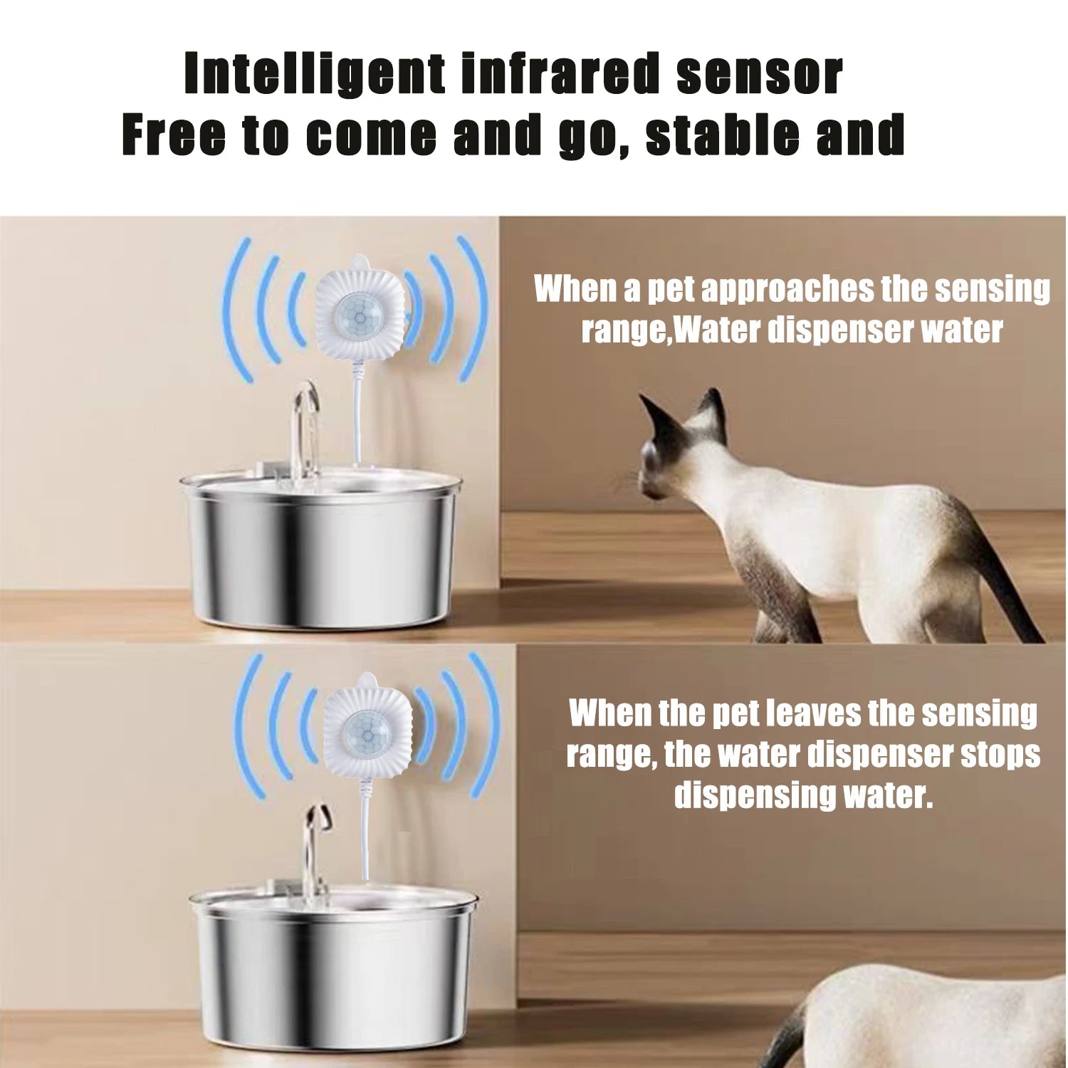 Cat Water Fountain Universal Infrared USB Powered Detector Dog Cat Accessories Automatic Home Pet Water Dispenser Motion Sensor