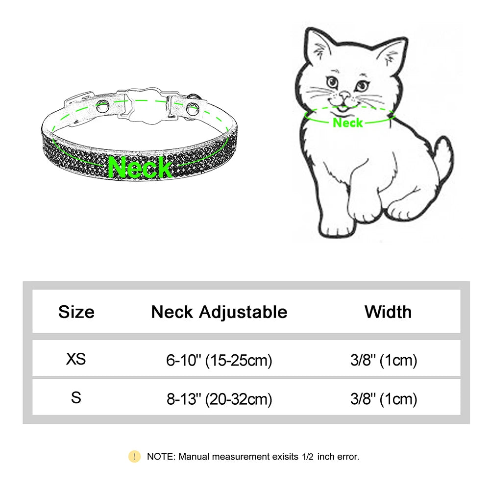Bling Rhinestone Cat Collar Quick Release Small Dog Cats Collars Adjustable Puppy Kitten Bell Necklace Collars Cat Accessories