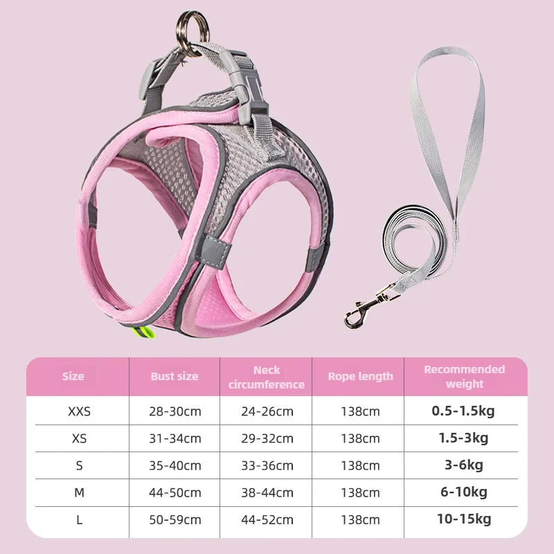 Pet Things Cat Accessories Cute Adjustable Cat Collar and Leash Set for Walking Safe Reflective Soft Comfortable Vest