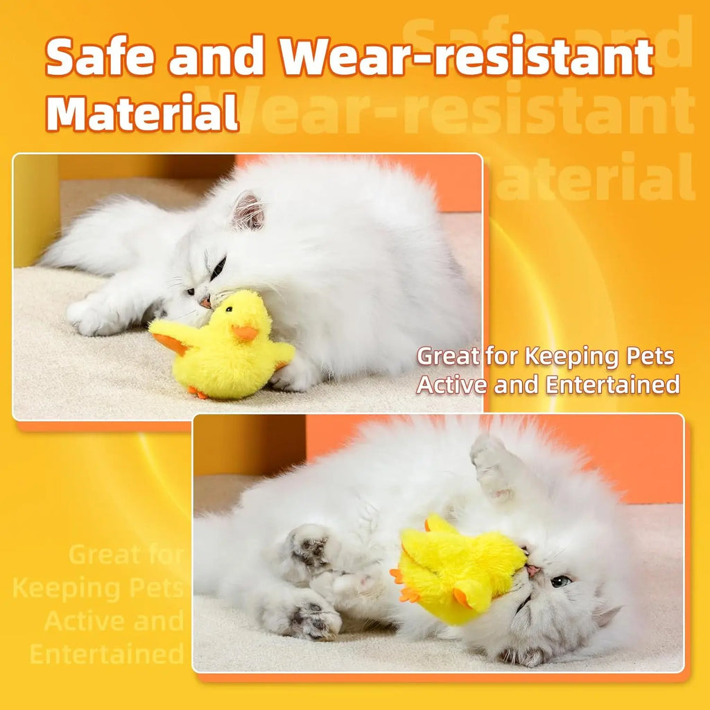 Cat Toys Rechargeable Flapping Duck Lifelike Quacking Sound, Touch Activated Kitten Plush Toy Interactive Cat Exercise Toys