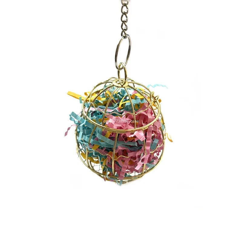 1Pcs Parrot Shredder Bird Toys Metal Cage Bird Feeder Paper Foraging Vegetable Millet Basket Container for Cockatiel Conure 앵무새