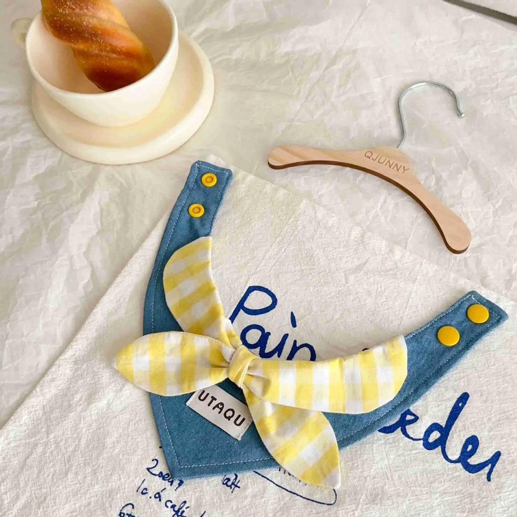 Pet Plaid Drool Bib Cat Bib Blue Denim Scarf Small Dog Teddy Triangle Scarf Pet Dog Accessories Puppy for Small Dogs