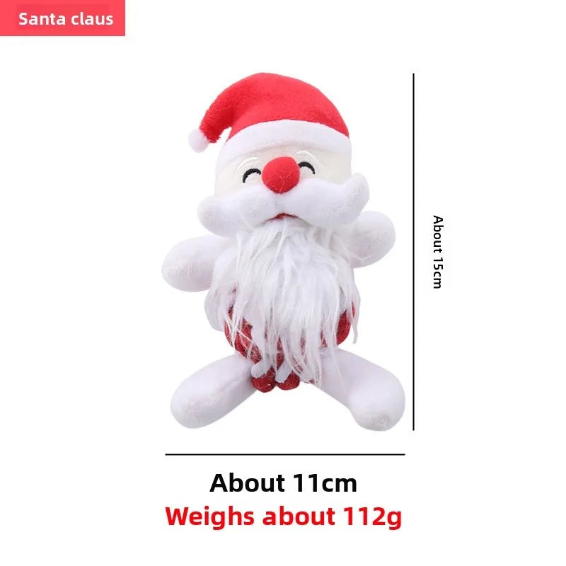 Christmas Plush Dog Toys with Cotton Rope & Squeakers  Chew Resistant Animal Dental Toys for Puppies Teething Chew Toys