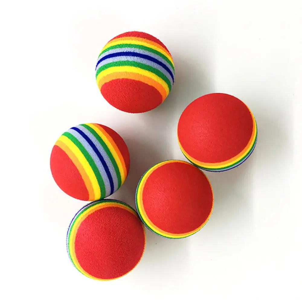 Funny Pet Dog Puppy Rainbow Striped Chewing Interactive Ball Teething Toy indoor toy balls funny cool toys for dogs and cats