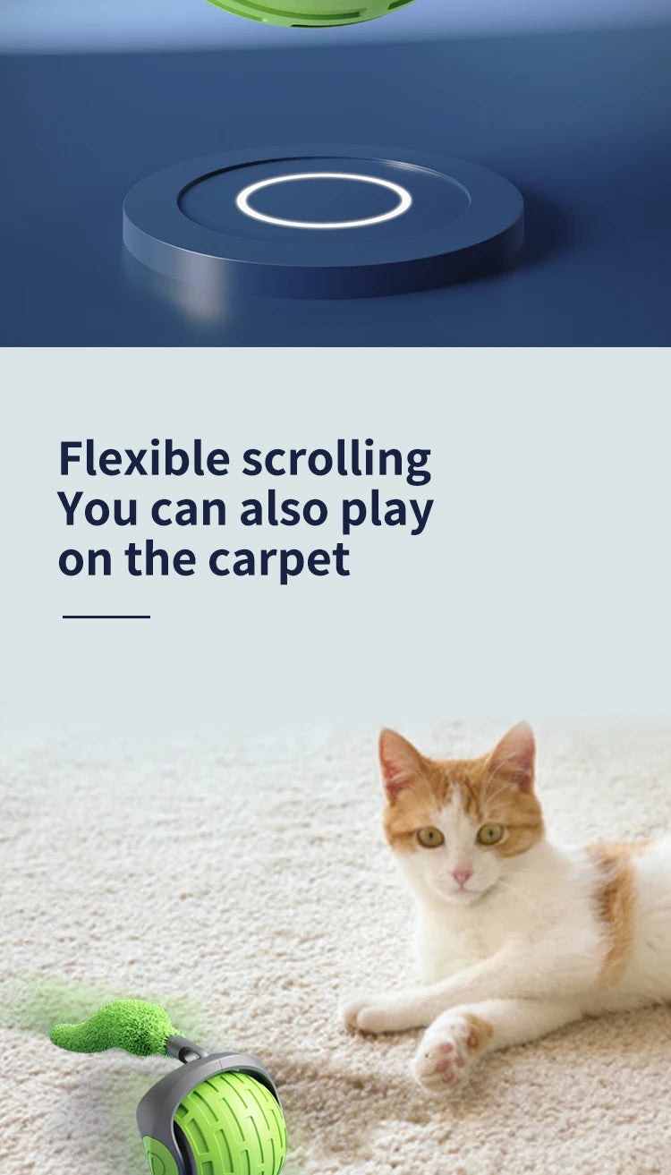 Speedy Tail 2.0 Automatic Cat Toy Ball, Interactive Moving Tail for Indoor Cats/Dogs with Replaceable Tail, Smart Pet Play