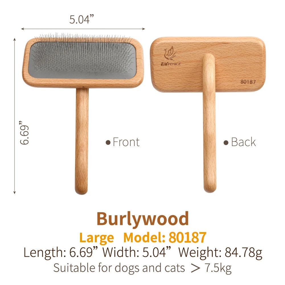 Fenice Pet Grooming Steel Shedding Long Comb Slicker Brush Removing floating hair Mats, Tangles and Loose Hair, dog accessories