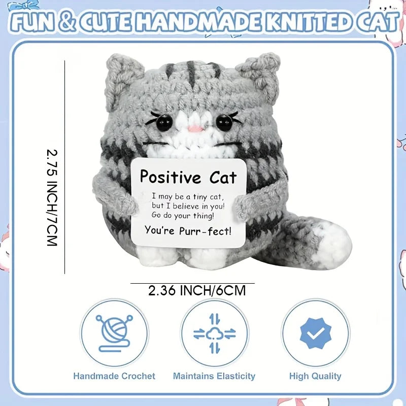 Handmade cat accessories with positive energy cards - anime-style polyester home decor, no electricity required，the perfect gift
