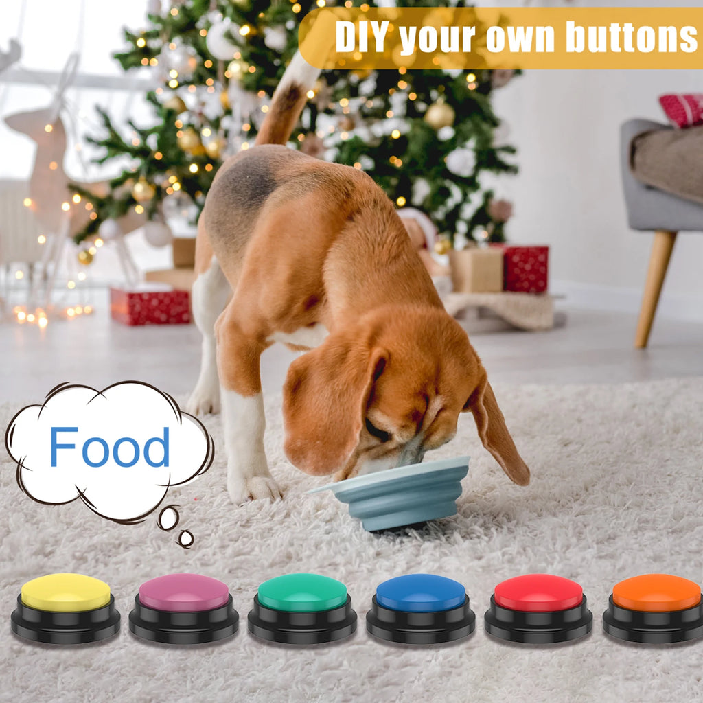 4/6Pcs Recordable Dog Training Buttons With Light Pet Interactive Dog Cat Pet Training Buzzer Talking Button Intelligence Toy