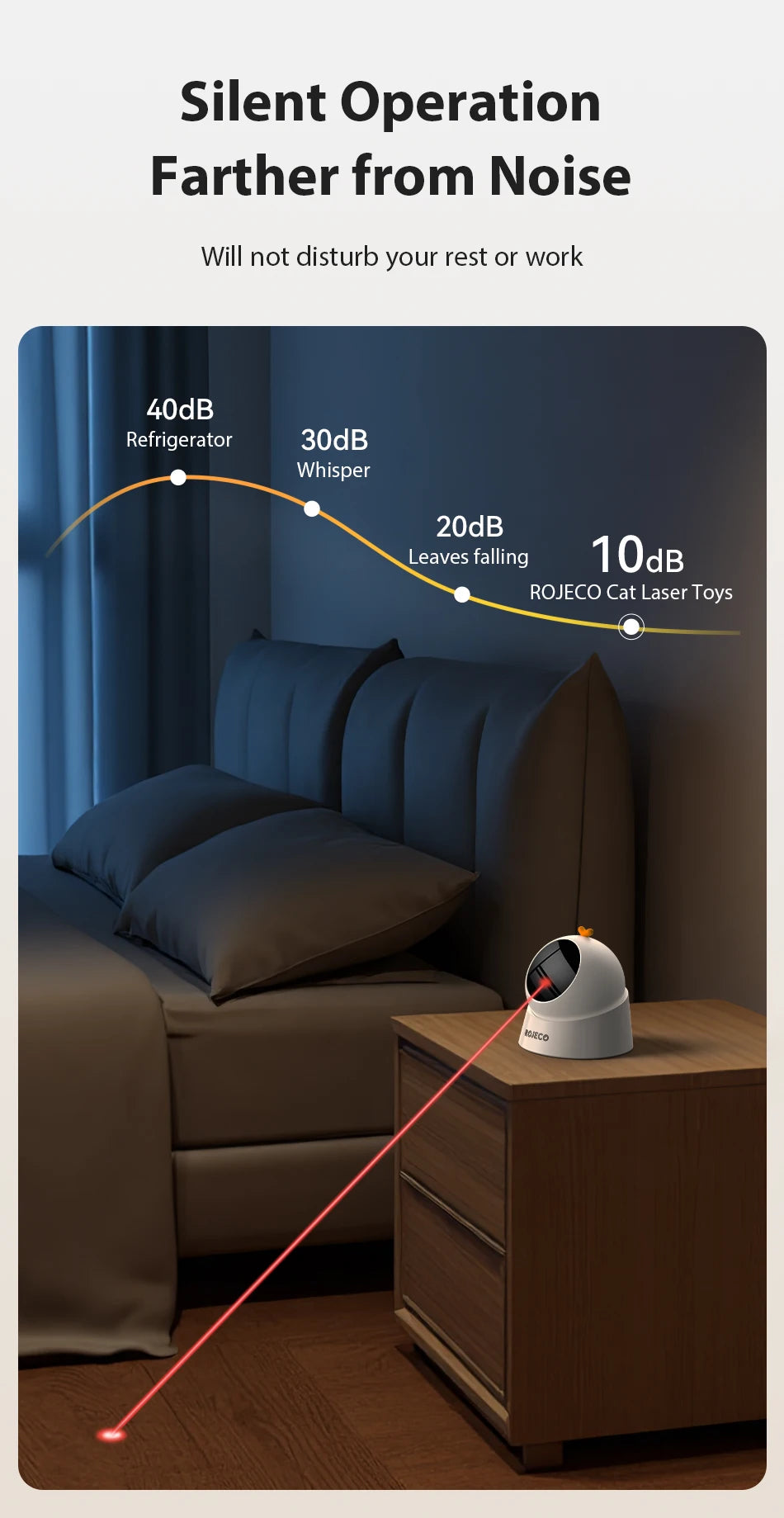 ROJECO Automatic Cat Toy Interactive Adjustable Mode Electric Cat Laser Toy For Kitty Dog Indoor Smart Teasing Laser Cat Toys