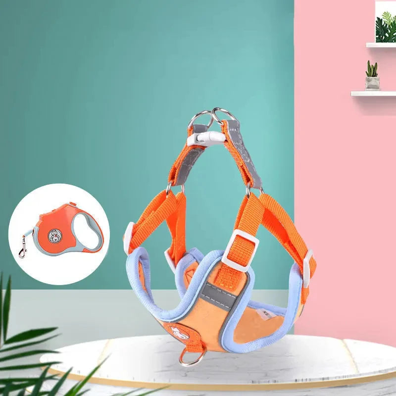 Dog Harness Leash Set Reflective Adjustable Dog Collar Dog Leash Small and Medium Dog Accessories Puppy Harness Pomeranian