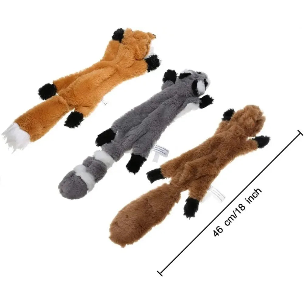 Plush Dog Toys Squirrel Raccoon Fox 18 Inch Stuffing Free Squeaky for Small  Medium Dogs No Stuffing with Squeakers Dog Chew Toy
