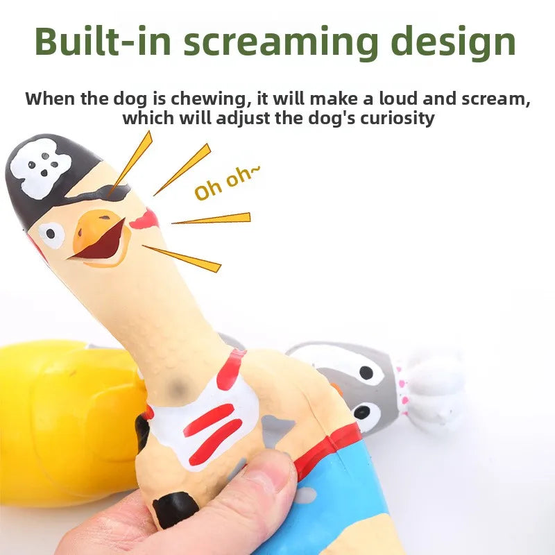 Squeaky Latex Chicken Dog Toys Funny Pirate Soldier Chef Bikini Shapes Loud Scream Chew Toy Pets Squeaky Latex Chicken Toy