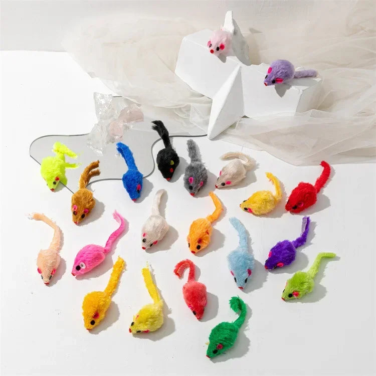 5pcs Rattle Cat Mouse Toys Also Prefilled Catnip Faux Fur Cat Mice Toys Interactive Cat Game Catnip Toys for Indoor Cats toy
