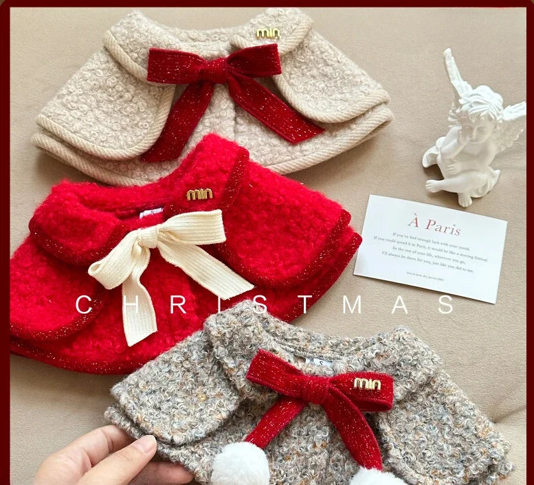 Princess Please for Christmas! Pet Bow Tie Cloak Collar Medium Dog Drool Towel Fall & Winter Dog Accessories