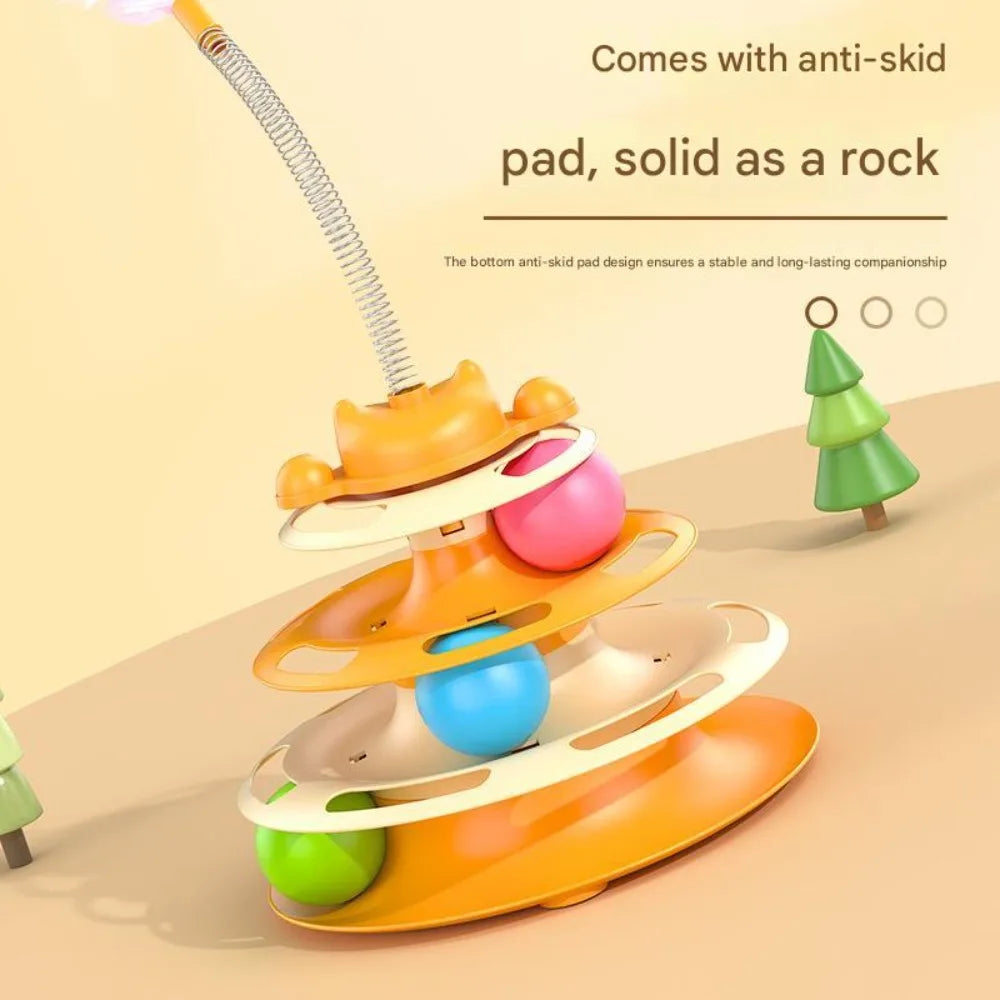 New Interactive Cat Toys Rotatable Intelligence Training Pet Cat Turntable Balls Feather Cat Amusement Plate Pet Supplies