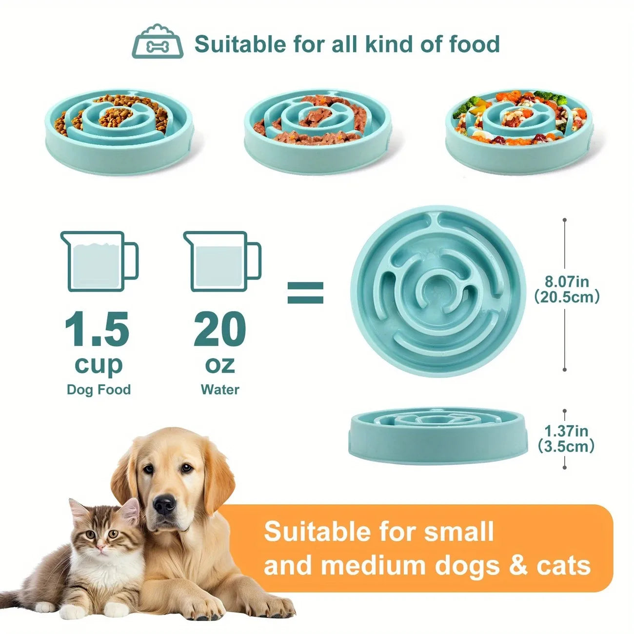 Pet Cat Dog Slow Food Bowl Anti-choking Food Bowl Puzzle Snack Bowl for Neck Protection Plastic Multiple Colors Dog Accessories