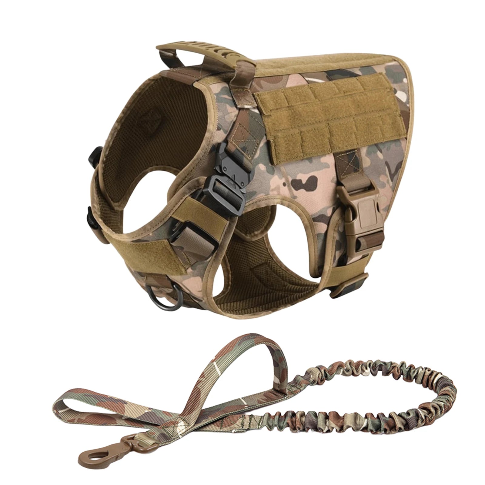 Tactical Large Dog Harness Leash Molle Pouches Pet Golden Retriever French Bulldog Training Vest Harnesses For Dog Accessories