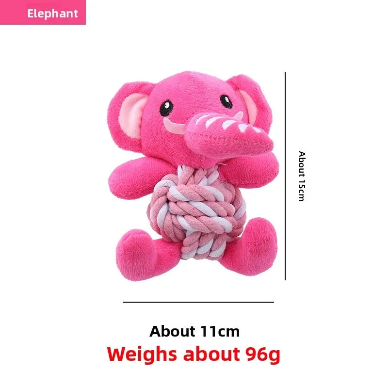 Christmas Plush Dog Toys with Cotton Rope & Squeakers  Chew Resistant Animal Dental Toys for Puppies Teething Chew Toys