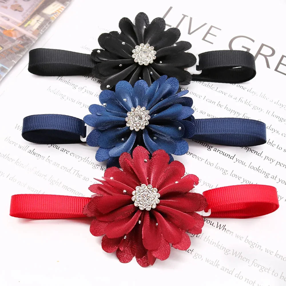 30PCS Fashion Diamond Flower Dog Bow Tie Collar For Dogs Bowties Neckties Pet Grooming Dog Accessories For Small Dogs
