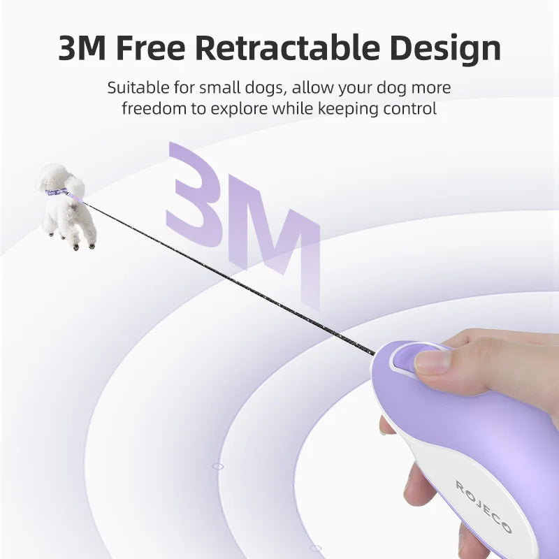 ROJECO Mini Automatic Retractable Dog Leash 3M Extendable Rope Dog Lead For Outdoor Walking Dogs Roulette Leash Dog Accessories